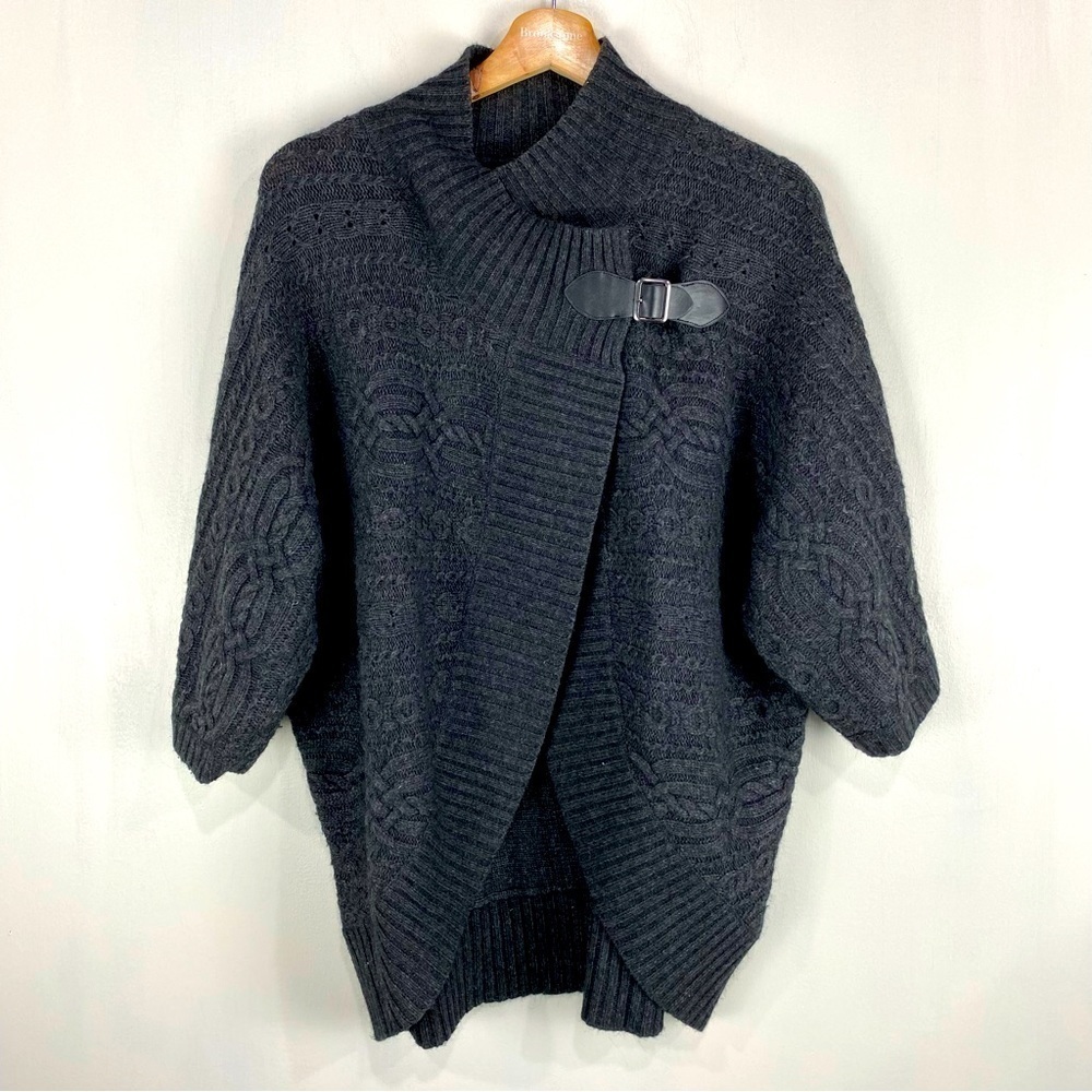 Fenn Wright Manson Angora Rabbit Hair‎ Wool Cable Knit Ribbed Cardigan Sweater